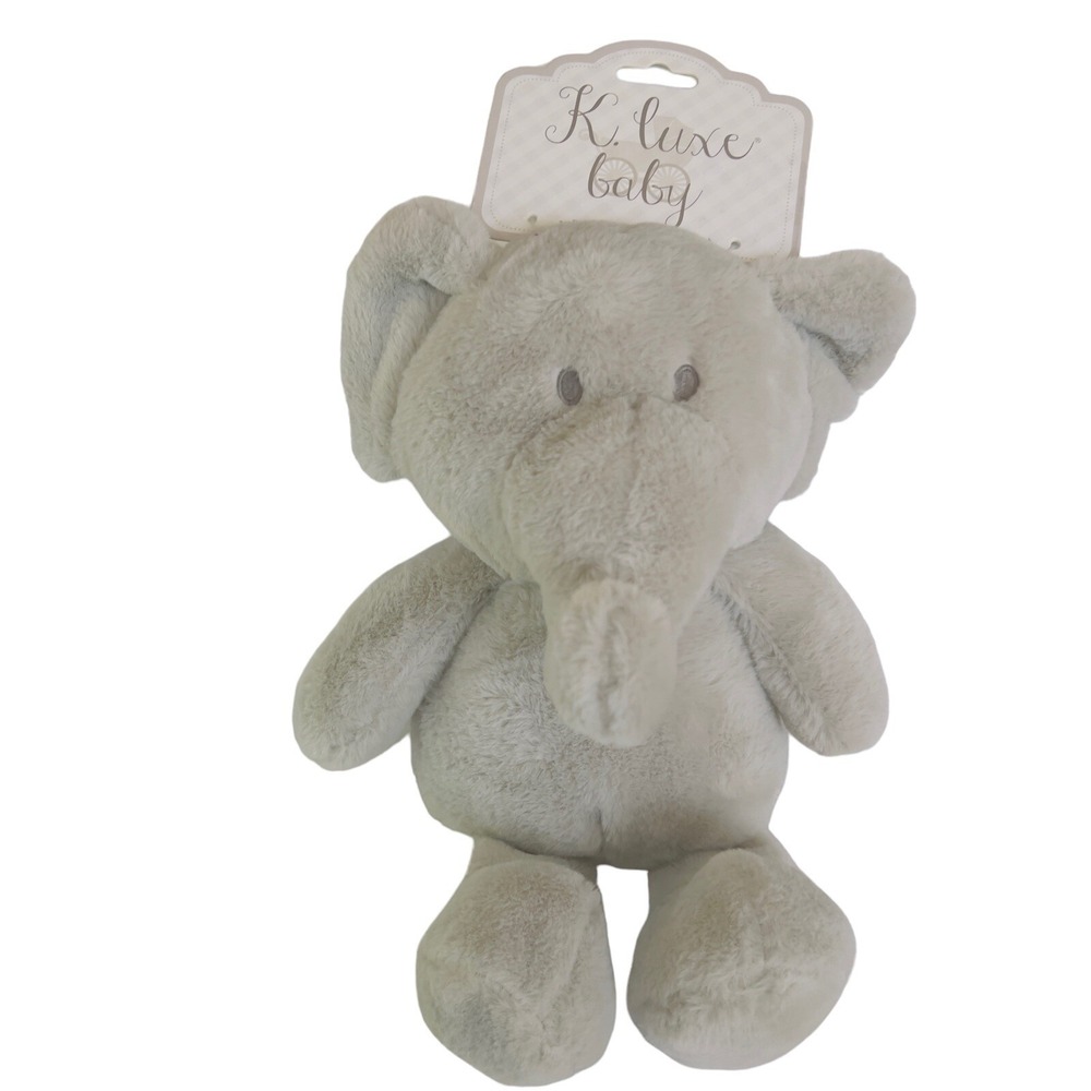 Kelly Toy Gray Baby Elephant 12" Plush Rattle‎ Crinkle Ears Stuffed Soft Toy